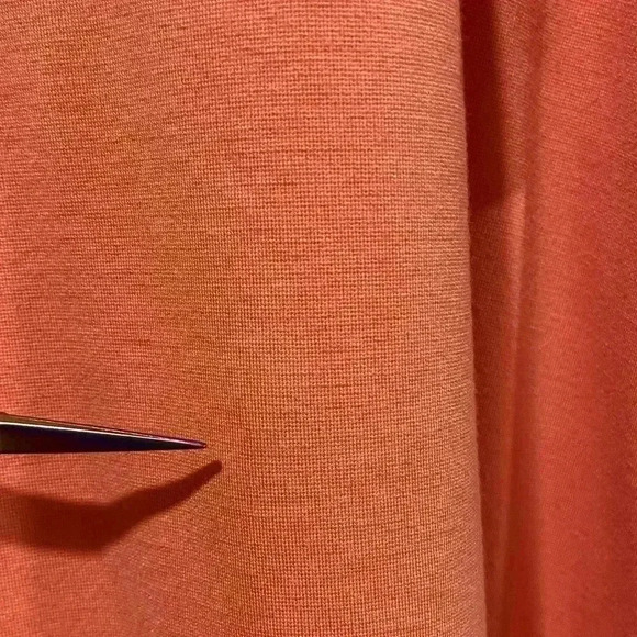 Chicos Coral Short Pleated Sleeve Round Neck Soft Stretchy Tee Size L - Picture 7 of 13